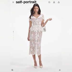 Self-Portrait Cream Lace Midi Dress